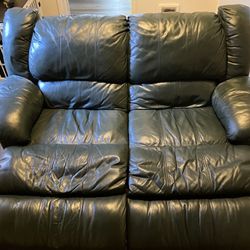 Green Leather Reclining Loveseat
