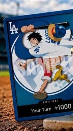 LA Dodgers Luffy One Piece  Card  ONLY!!!!!