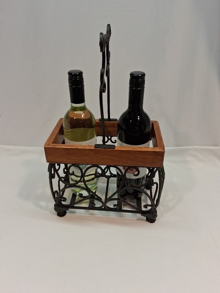 Wine Bottle Holder With Handle 2 Bottles