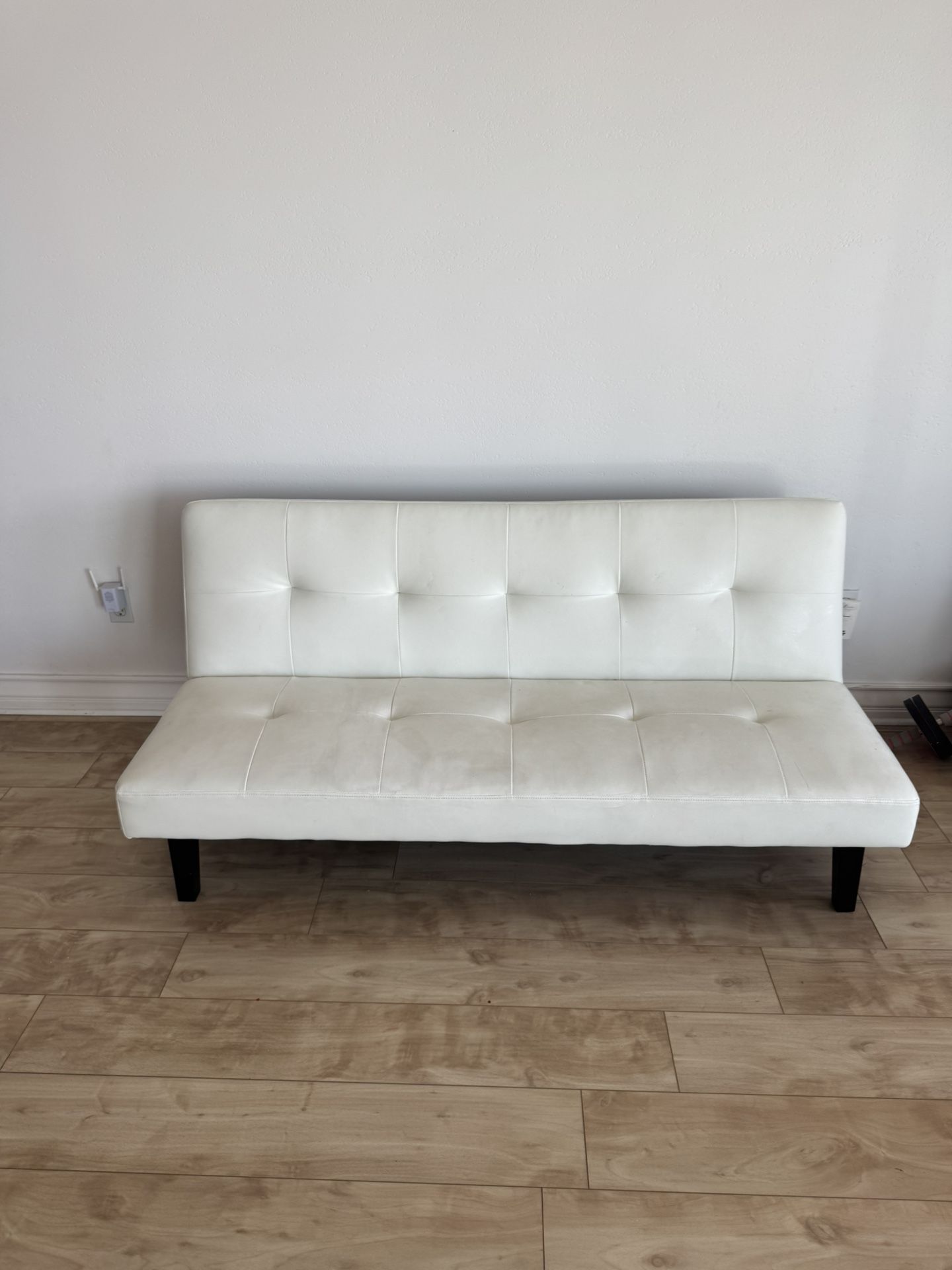 White Leatherette, Futon Sofa Bed