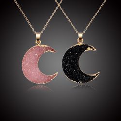 Moon Druzy Gold Necklace and Pendant