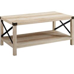 Walker Edison Sedalia Modern Farmhouse Coffee Table – 40" White Oak