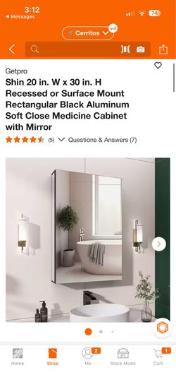 Getpro Shin 20 in. W x 30 in. H Recessed or Surface Mount Rectangular Black Aluminum Soft Close Medicine Cabinet with Mirror