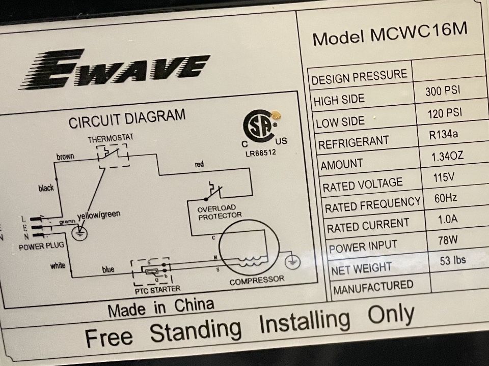 Ewave Black 16BOTTLE WINE COOLER Capacity 16 Bottles for Sale in Gig