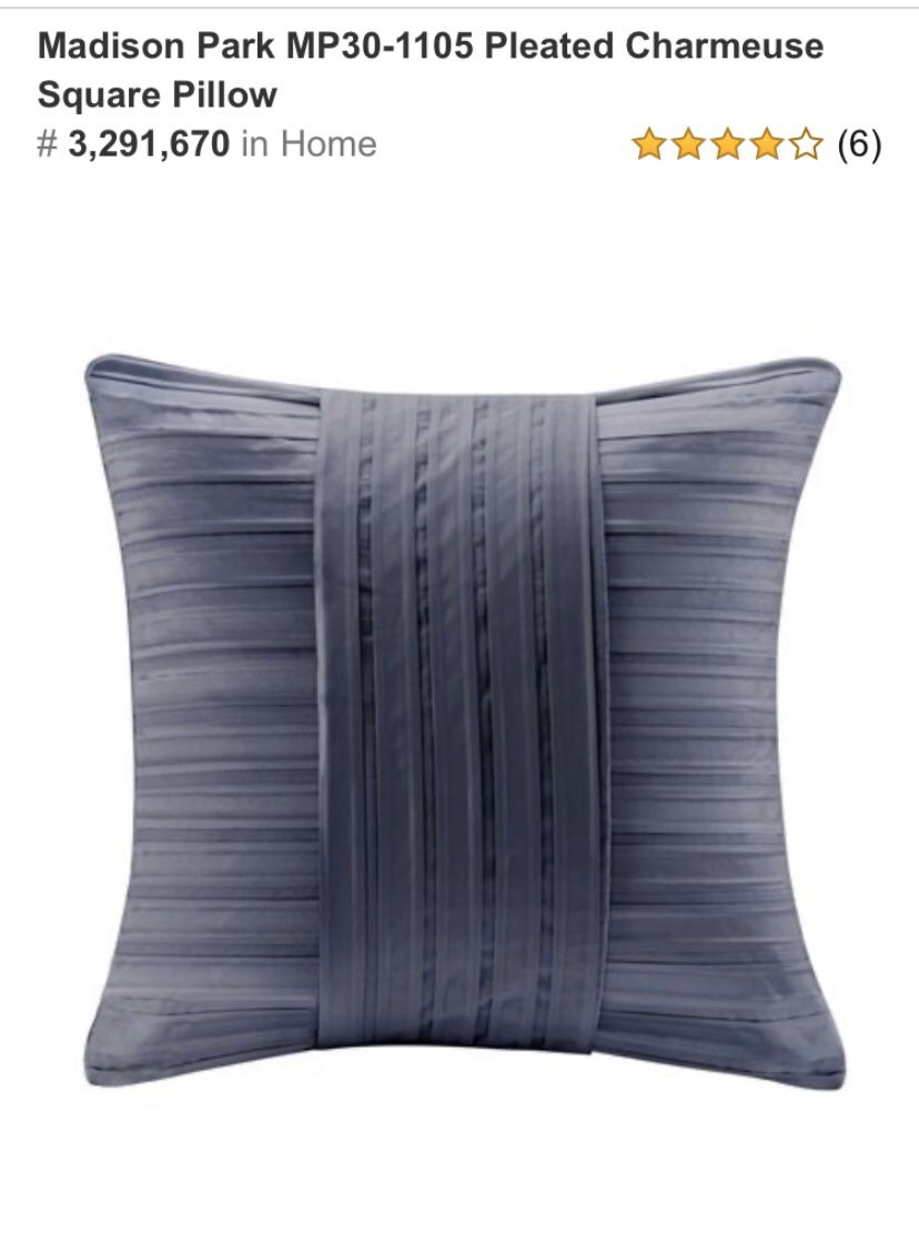 Madison Park Pleated Charmeuse Square Pillow