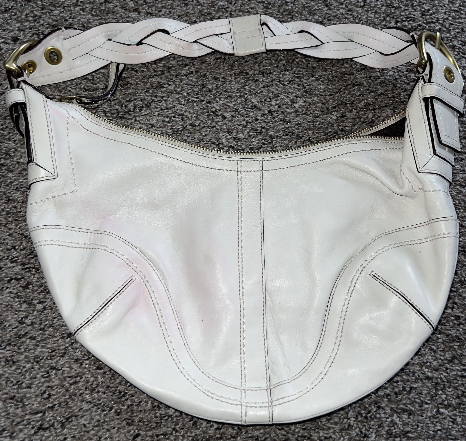 Coach Cream Color Medium Hobo Purse Bag