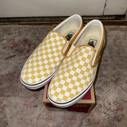 Yellow Checkered Vans Shoes