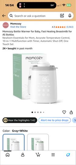 Momcozy Baby Bottle Warmer Gray and White