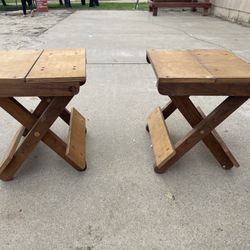 Set of 2 Wooden Foldable Stools / Plant Stands – $30 for Both