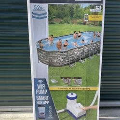 Brand new Coleman smart pool with a WiFi controlled pump never opened. 26 feet by 12 feet and 52 inches deep