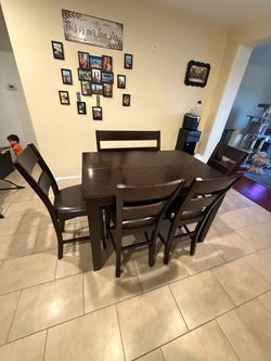 Jerome’s Solid Mango Wood Pub Style Dining Set + 6 Chairs