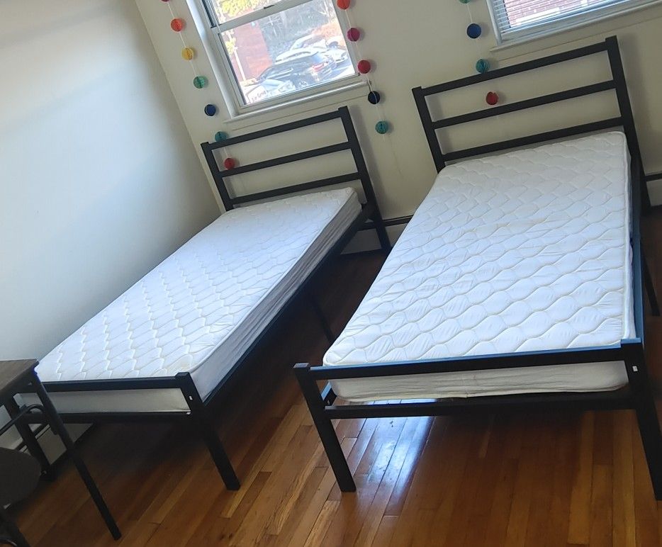Twin Bed With Spring Mattress - Set Of 2