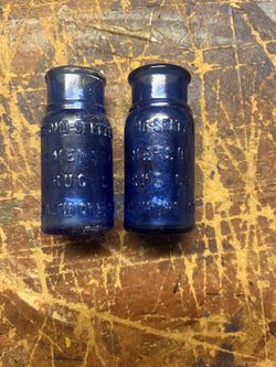 Rare Cobalt Blue Bromo-Seltzer Bottles - Set of 2