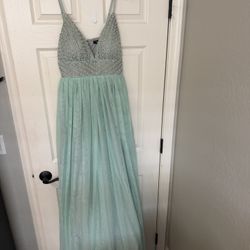 David’s Bridal Mint Gown With Pearl Detail 