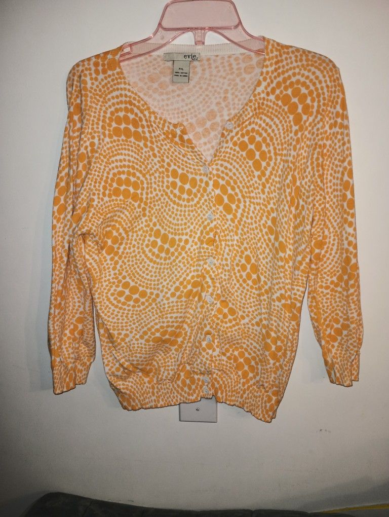 Evie Petite Orange And White Cardigan Size P/L