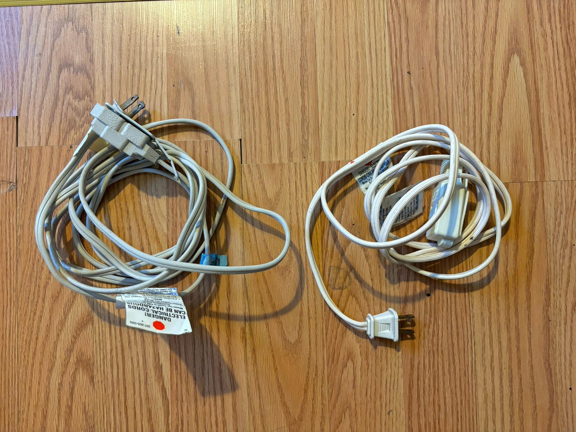 2 white extension cords