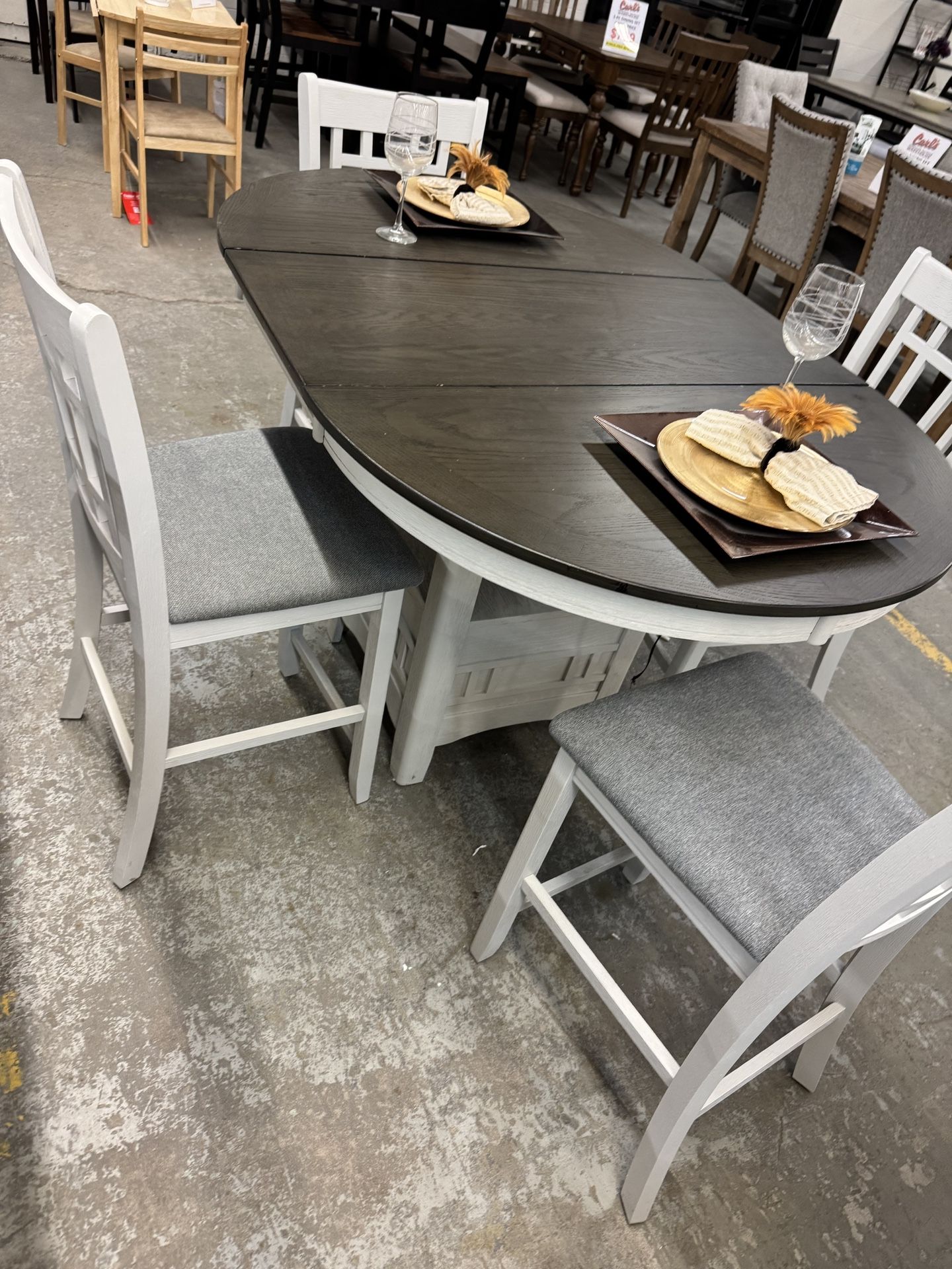 Counter Height, Table With Leaf & 4 Chairs