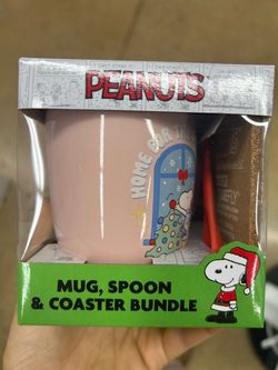 Limited Edition Peanuts Snoopy Holiday Mug, Spoon & Coaster Bundle