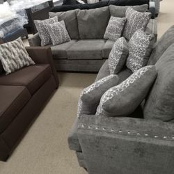 Nailhead Stunning Couch And Loveseat!