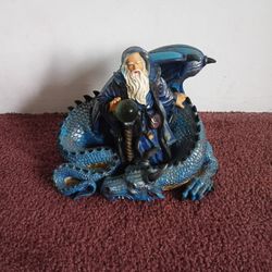 Wizard with Dragon and Staff Collectible Figurine Statue