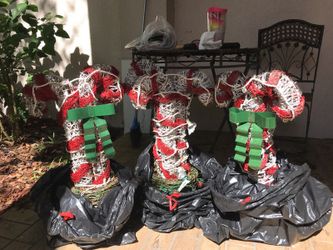 3 set outside candy canes light up