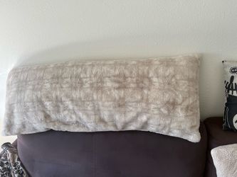 Used Plush Faux Fur Body Pillow / Long Bed Couch Accent Pillow