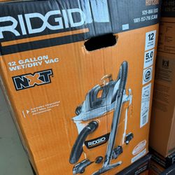 RIDGID 12 Gal. 5.0 Peak HP NXT Shop Vacuum Wet Dry Vac with General Debris Filter, Locking Hose and Attachments HD1200