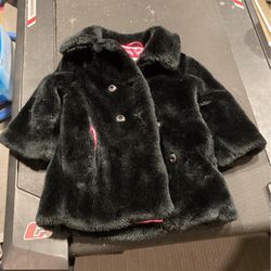 Child Faux Fur Jacket With Bright Pink Interior 