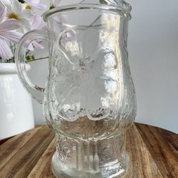 Vintage Anthropologie Clear Glass Flower Pitcher