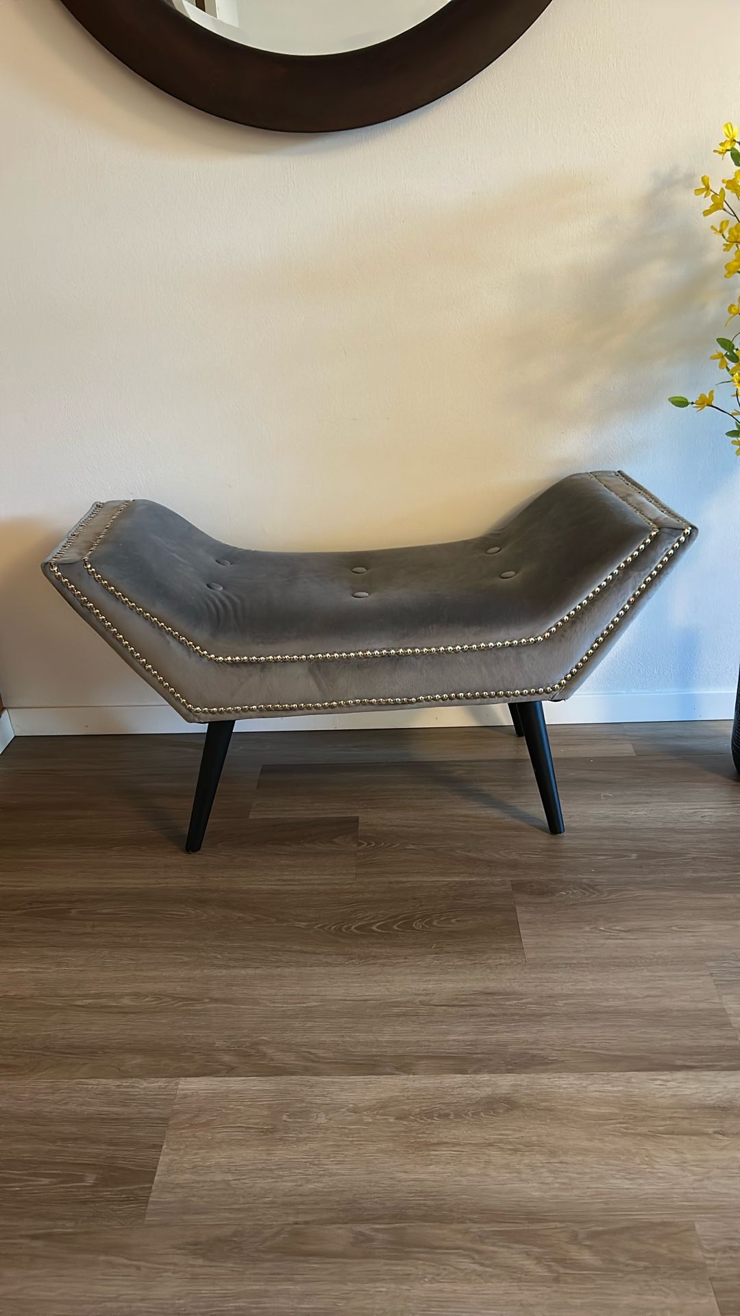 Grey CrestCent Ottoman Bench. 