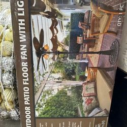 Outdoor Patio Floor Fan with Light Kit