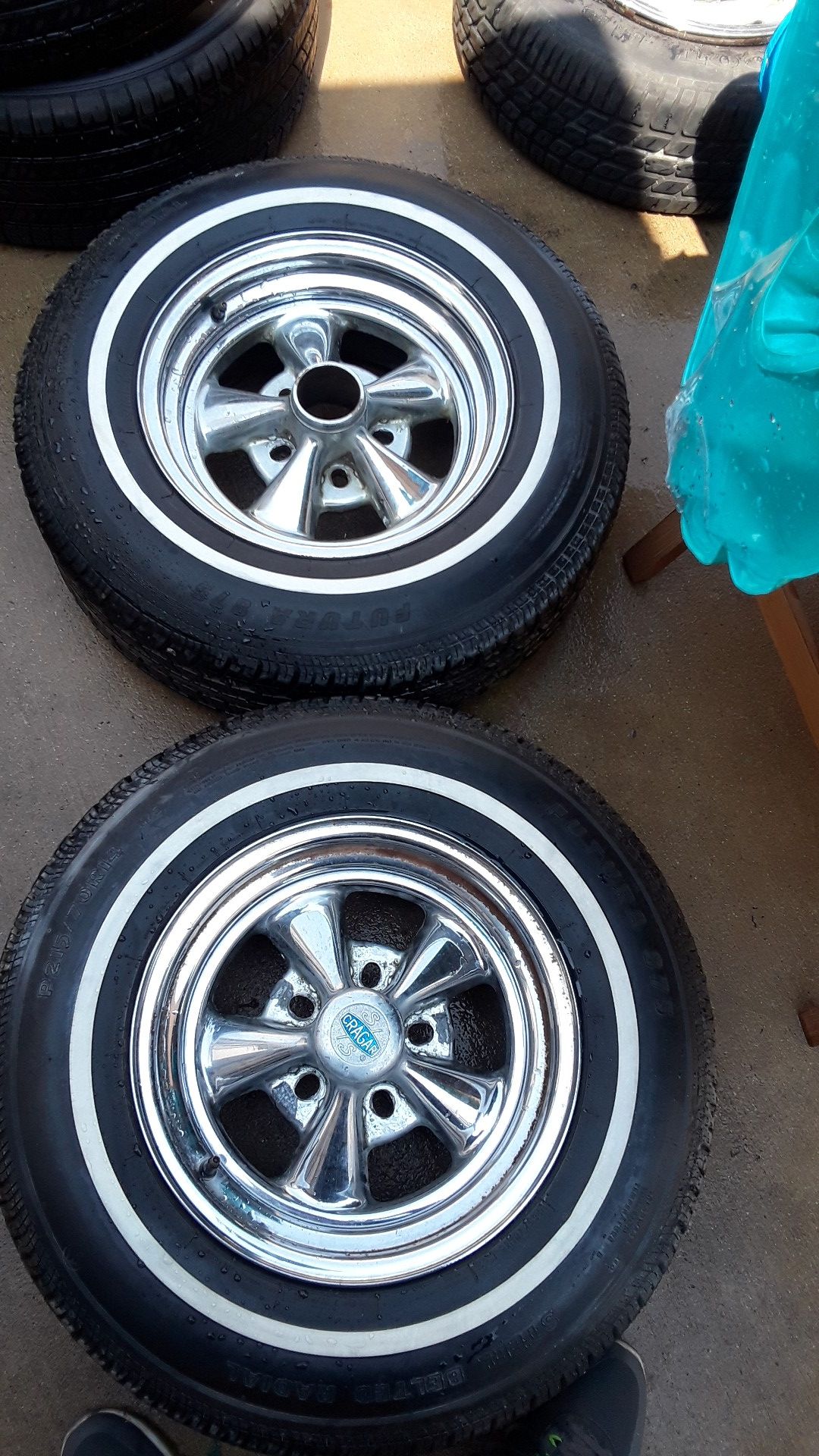 2 Cragar rims 14 inch tires