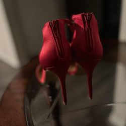 Red Heel Shoes With Sparkles Front 