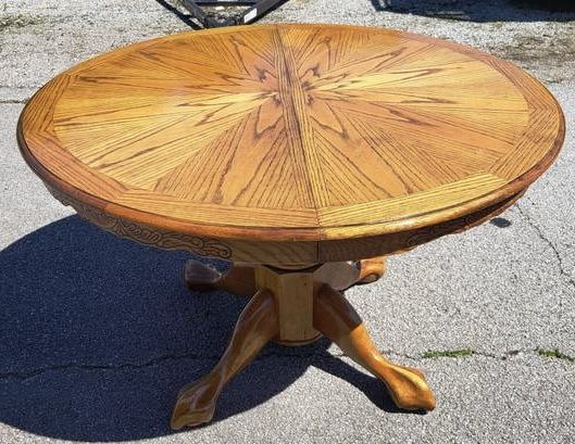 Solid Oak Dining Room Table with Four Chairs