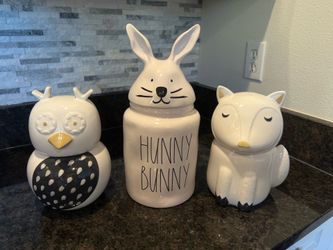 3-Piece Rae Dunn Woodland Kitchen Canister & Cookie Jar Set