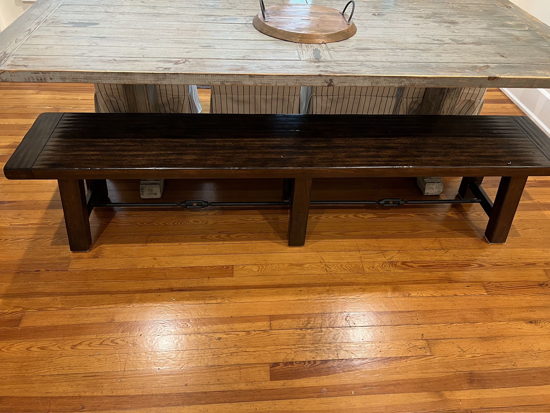 POTTERY BARN Benchwright Dining Bench 86” color rustic mohagony