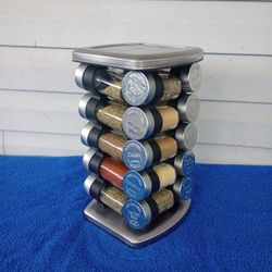 Olde Thompson Rotating Carrousel Spice Rack 20 Glass Jars.