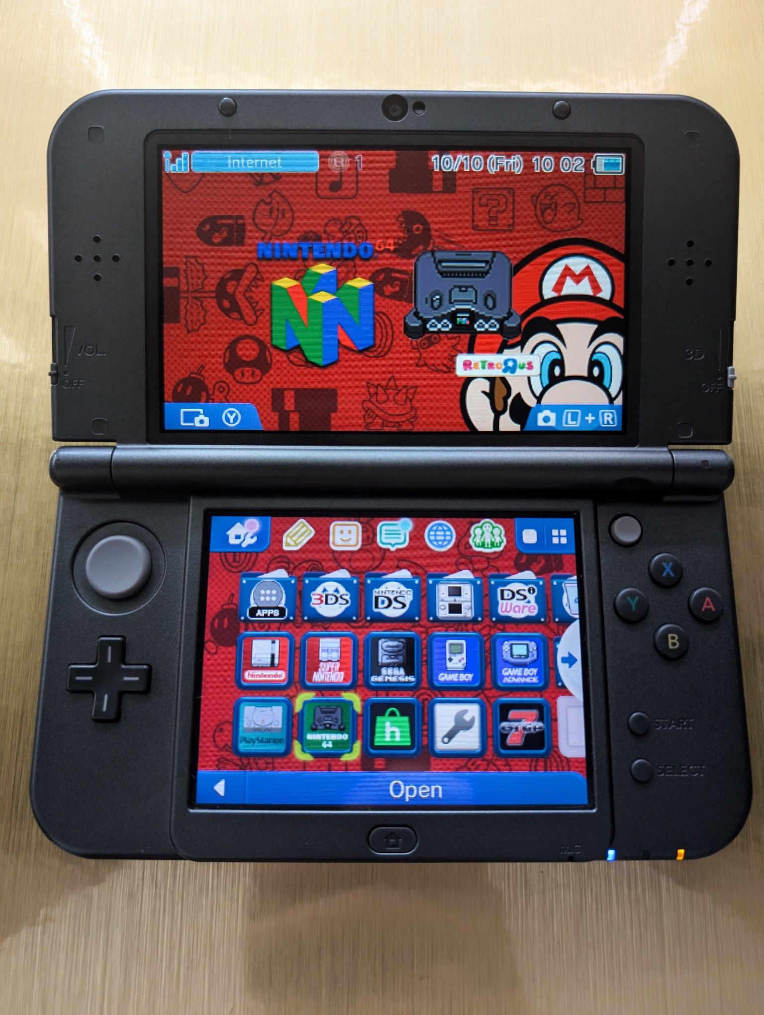 “New” 3DS XL 128GB Top Screen IPS Black Retro Loaded