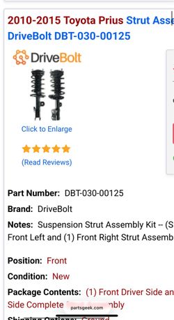 2010-2015 Toyota Prius Struts