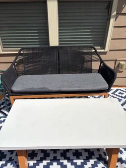 Outdoor Furniture 2 Chairs + 2 Seater + Table Cushions