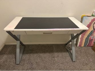 White and Gray Desk with Drawer