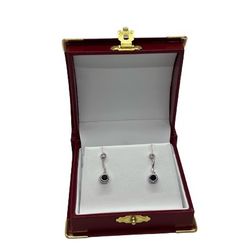 Beauitful 14k WG Sapphire & Diamond Cut Earrings 