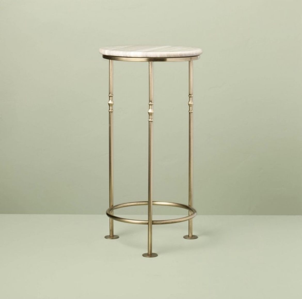 20"x10" Brass Plant Stand Antique Brass and Stone - Hearth & Hand™™ with Magnolia
