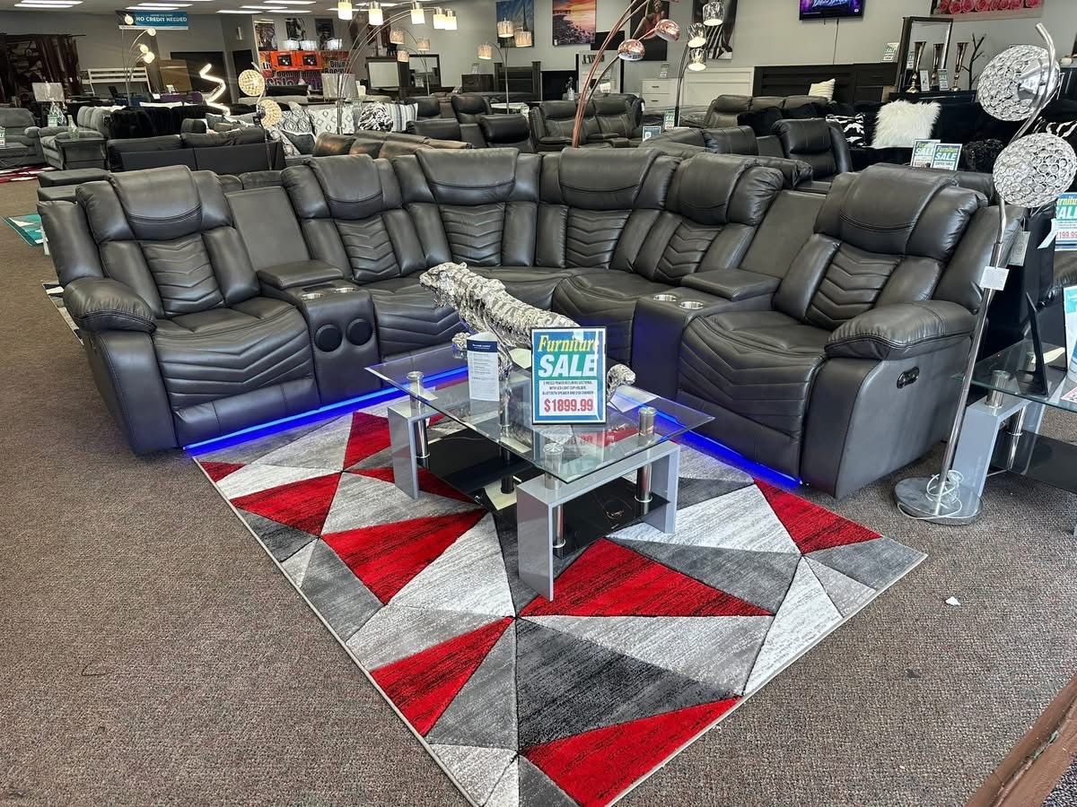 Power Reclining Sectional Available For Fast Delivery