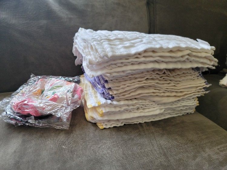 Assorted Cotton Prefolds And Brand New Newborn Diaper Covers