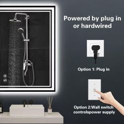 ·16x24 inch Bathroom Mirror with LED Light, Anti-Fog, Dimmable