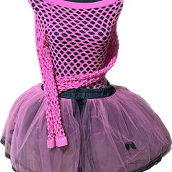 Custom Black & Pink Tulle Skirt, Size S