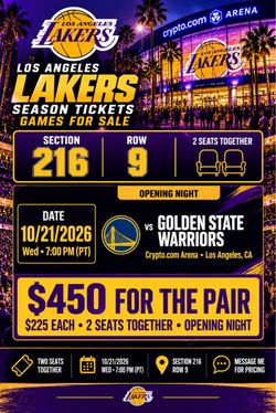 Lakers VS Golden State Warriors opening night 10/21/2026