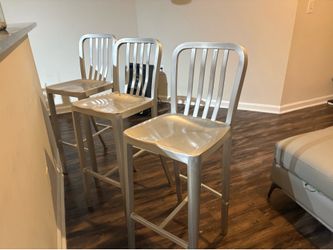 Army modern aluminum slat back stools