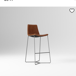 4 West elm leather bar stools
